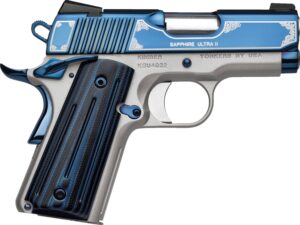 Kimber Sapphire Ultra II .45 ACP 3 inch bright blue PVD slide satin silver frame