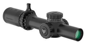 Swampfox Tomahawk II 1-4x24 LPVO, 30mm tube, black finish, illuminated green BDC reticle