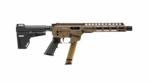 Freedom Ordnance FX9P 9mm pistol 10-inch barrel Flat Dark Earth with faux suppressor