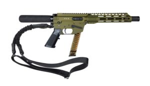 Freedom Ordnance FX9 9mm AR-style pistol with 10-inch barrel and OD green pistol tube