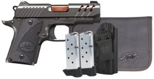 Kimber Micro 9 Bundle 3300254 with 3.15-inch rose copper TiN barrel, KimPro II gray slide and frame, Black G10 grip