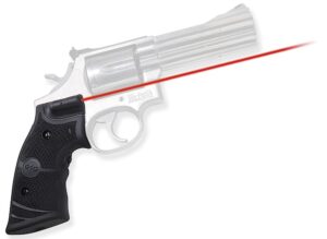 Crimson Trace Lasergrips LG-307 on S&W K & L-frame square-butt revolver, black rubber overmold