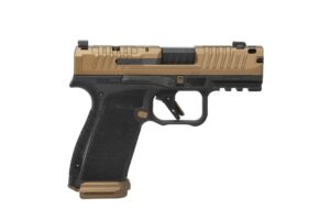 CANIK METE MC9 PRIME 9mm pistol in black and brass finish, 17+1 capacity