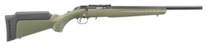 Ruger American Rimfire .22 LR rifle with 18-inch threaded barrel and green synthetic stock