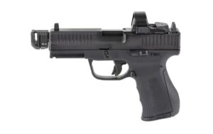 FMK G3 9mm 4.5-inch threaded barrel pistol in black with red dot and compensator