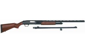 Mossberg 500 12ga two-barrel combo 28in vent-rib and 24in rifled, blued steel, wood stock