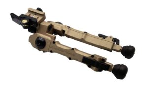 Accu-Tac BR-4 G2 Arca QD bipod in tan mounted on an Arca-style rail