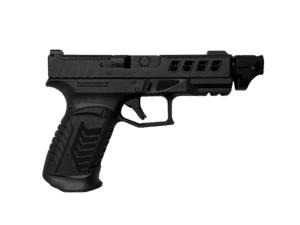 Derya DY9 Comp 9mm pistol right-side view black Melonite finish