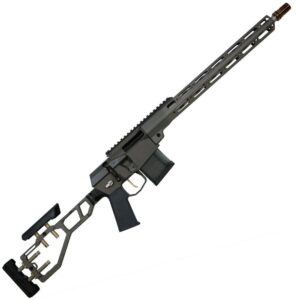 Q Mini Fix 5.56 NATO 16in bolt-action rifle with gray accents and folding adjustable stock