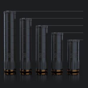 Lantac M-SPEC22S suppressor in black with 1/2-28 and Plan B adapters