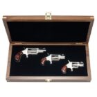 North American Arms 3 Gun Deluxe Collector's Set - three stainless mini-revolvers in a walnut display case