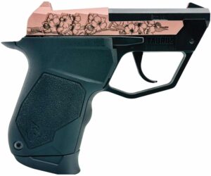 Taurus 22TUC .22 LR compact pistol, black with cherry blossom engraving, polymer frame