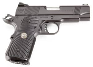 Wilson Combat CQBECP45 CQB Elite Compact pistol with 4-inch stainless match barrel and black G10 Starburst grips
