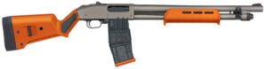 Mossberg 590M 50222 12 Gauge pump shotgun with Magpul SGA orange stock and tungsten gray Cerakote barrel