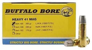 Buffalo Bore Ammunition 16A20 Heavy Strictly Business 41Rem Mag 265gr Hard Cast Lead 20 Per Box/12 Case