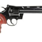 Colt Python 6-inch blued revolver with snake-scale walnut grips