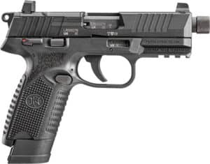 FN 502 Tactical .22 LR pistol with 4.6 inch threaded barrel in black