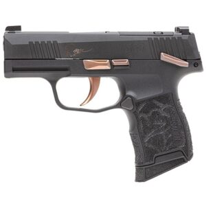 Sig Sauer P365-380 ROSE MS pistol; black Nitron slide, matte rose gold controls, XRAY3 day/night sights