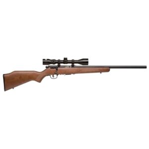 Savage 93R17 GVXP bolt-action rifle with hardwood stock and mounted 3-9x40 scope