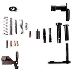 Tapco TAP22037 AR-15 lower parts kit in black showing pins, springs, bolt catch and magazine catch