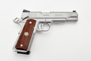 Wilson Combat Protector 1911-style pistol in stainless steel with 5-inch barrel and coco bolo grips