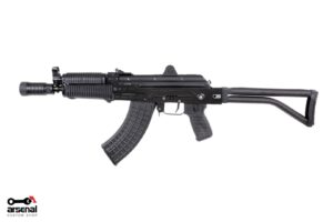 Arsenal AR-M14SF TACT SBR 7.62x39mm tactical rifle in black with ribbed handguards and folding stock