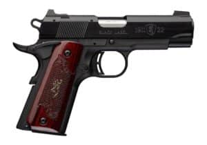 Browning 1911-22 Black Label Medallion 22LR compact pistol, matte black slide, rosewood-colored grips