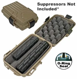 MTM Suppressor Protector 2 case Dark Earth with high-heat foam interior for two suppressors