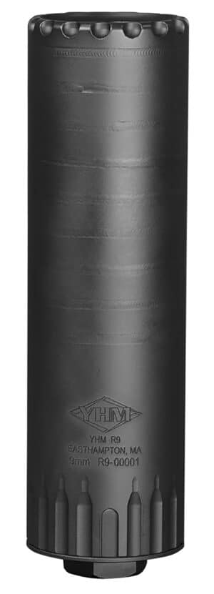 Yankee Hill Machine R9 9mm suppressor, matte black Cerakote, 1/2-28 direct thread