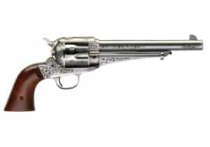 Taylors and Company 1875 Army Outlaw revolver white engraved steel with walnut grip and 7.50 inch barrel