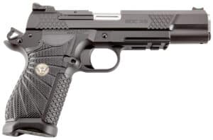 Wilson Combat EDC X9L 9mm 5-inch Black DLC serrated slide Black G10 Starburst grip