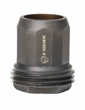 JK Armament Bald Eagle 12 Gauge M22x0.75 threaded muzzle component in black