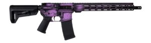 Shark Coast Tactical Valkyrie 5.56 NATO rifle in distressed purple Cerakote with 16-inch Black Melonite barrel