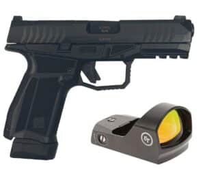 AREX Delta M OR 9mm pistol with Crimson Trace red dot and ambidextrous magazine and slide release