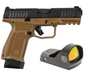 AREX Delta M OR 9mm pistol in FDE with Crimson Trace red dot and included magazines