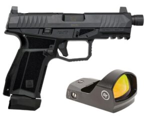 AREX Delta X Tactical 9mm pistol in black with Crimson Trace red dot