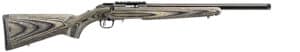 Ruger American Rimfire Target rifle with 18-inch threaded bull barrel and black laminate stock