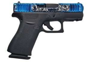 Glock GLOCK 43X 9mm blue engraved pistol right-side view