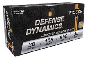Fiocchi 38B Defense Dynamics  38Special 158gr Jacketed Hollow Point 50 Per Box/20 Case