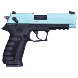 BLG Mauser M20 .22 LR pistol with 4.7 inch barrel and robin egg blue slide