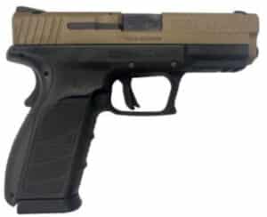 BRG 9 9mm pistol with black frame and FDE slide side view