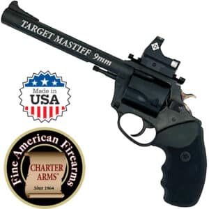 Charter Arms Target Mastiff 9mm 6 inch barrel revolver with Sightmark Micro Optic, black nitride
