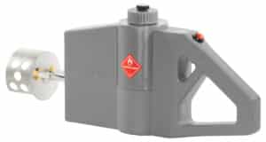 Exothermic Pulsefire Compact ignited fuel‑stream torch, side view