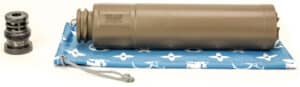 Griffin Armament Optimus 7 Taper Mount FDE suppressor on white background