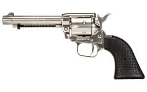 Heritage Rough Rider RR22NI4 .22 LR 4.75 inch nickel revolver with black polymer star grips