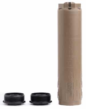 HUXWRX FLOW Range 36 Ti DT titanium suppressor Flat Dark Earth 1.6 inch dia 6.7 inch length