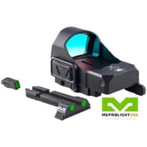 Meprolight MicroRDS red dot micro sight kit with QD adapter and Glock backup dovetail sights