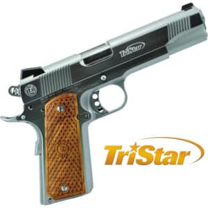 American Classic II 1911 9mm 5-inch barrel chrome pistol front-quarter view