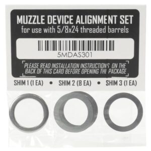 Dead Air Muzzle Device Shim Kit 7.62 components on white background