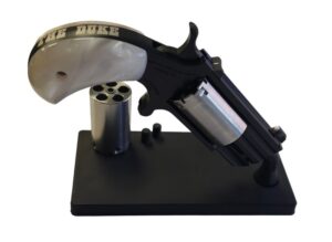 NORTH AMERICAN ARMS The Duke compact .22 WMR revolver with 1 inch barrel, black frame and silver cylinder